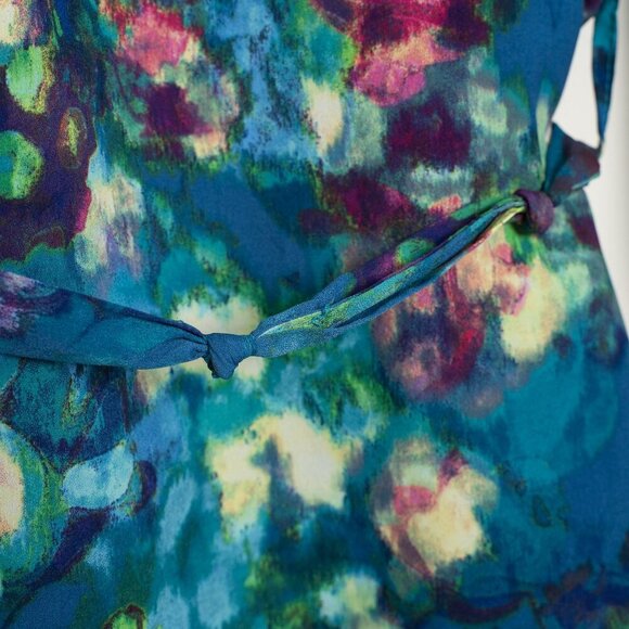 ✨ Smash + Tess Kimono Robe Crepe Kimonette Duster Blue Print Floral - Picture 9 of 15